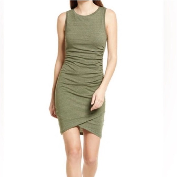 Leith Vetiver Heather Ruched Dress - Picture 1 of 5